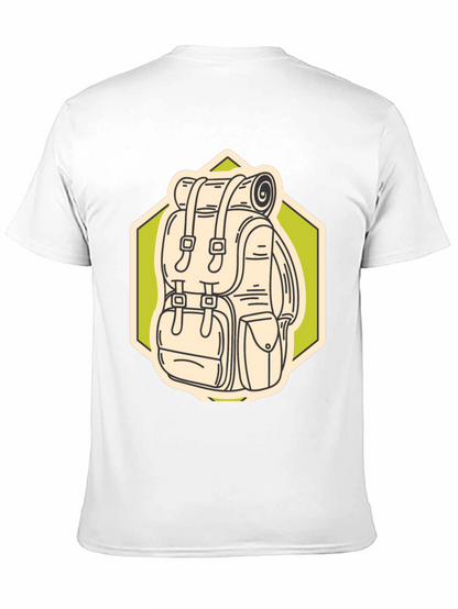 Camiseta Negra con Diseño de Mochila de Senderismo