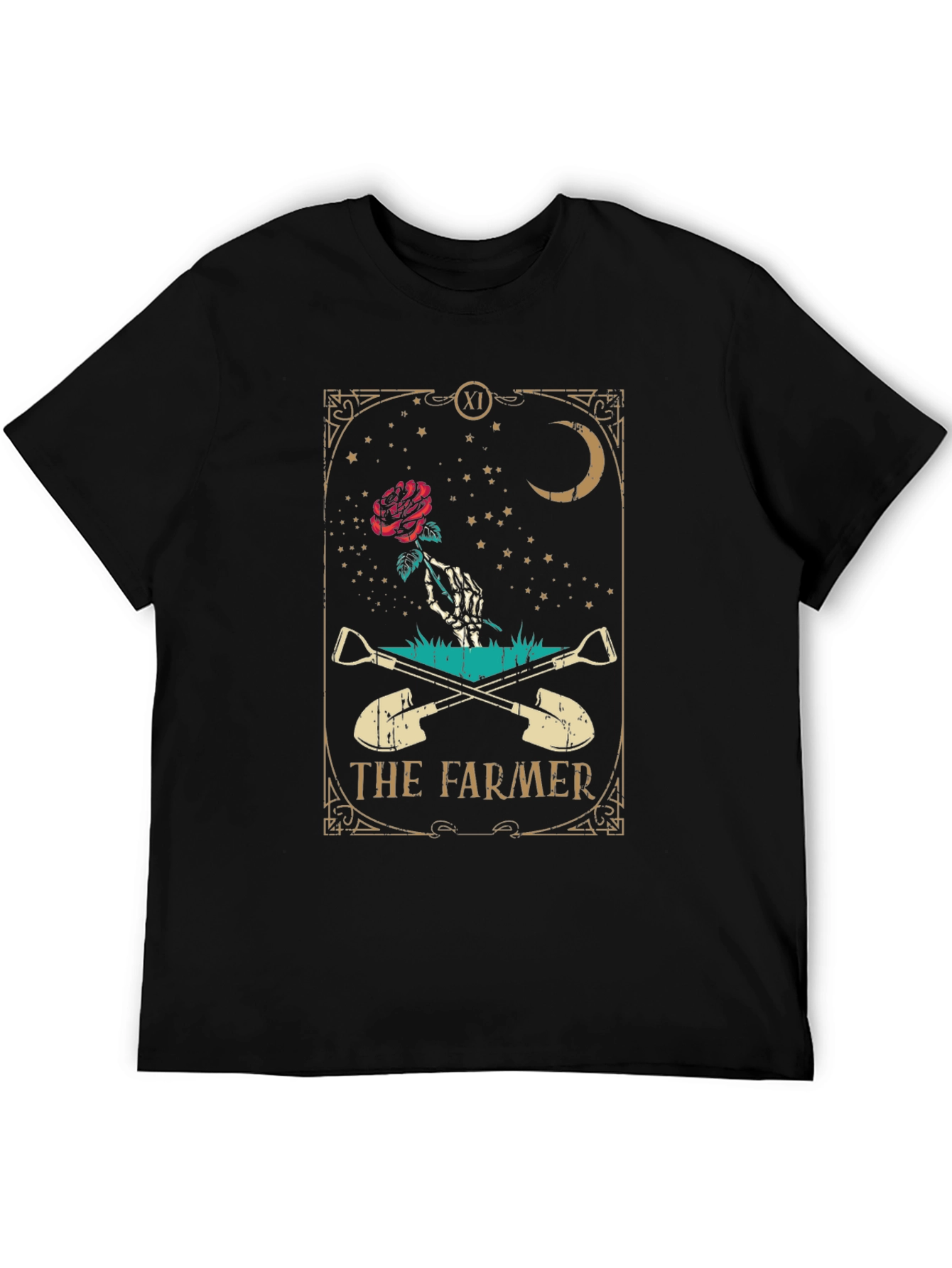 Camiseta Negra El Granjero con Diseño Esotérico
