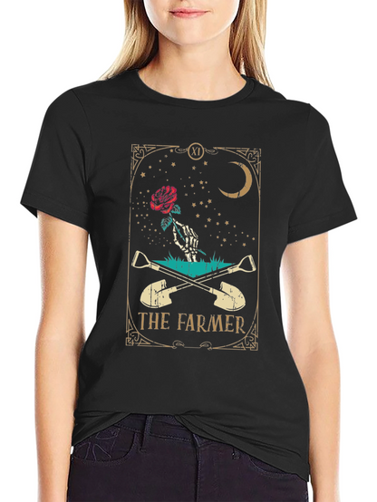 Camiseta Negra El Granjero con Diseño Esotérico