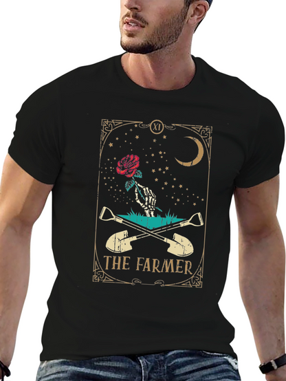 Camiseta Negra El Granjero con Diseño Esotérico