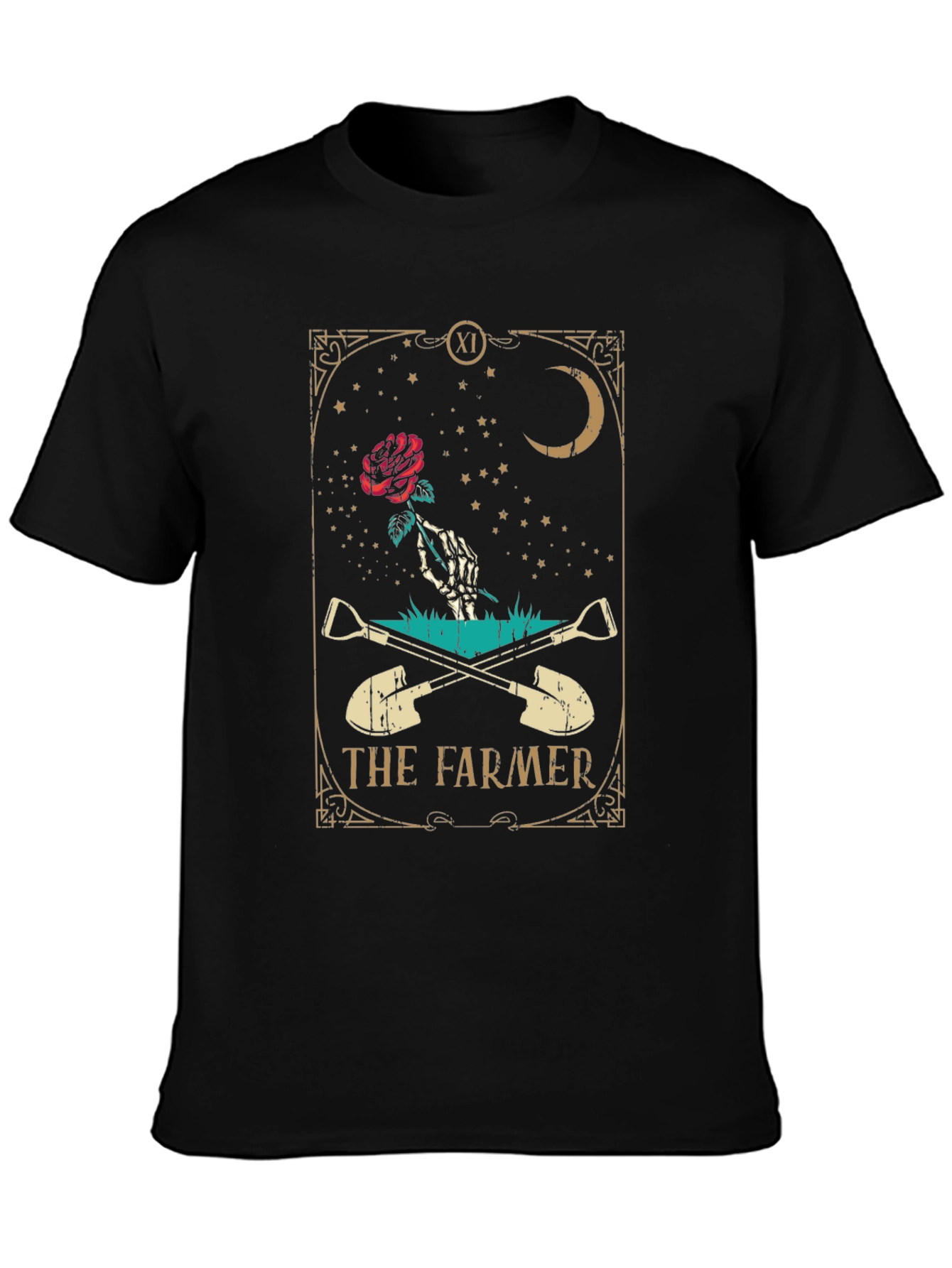 Camiseta Negra El Granjero con Diseño Esotérico