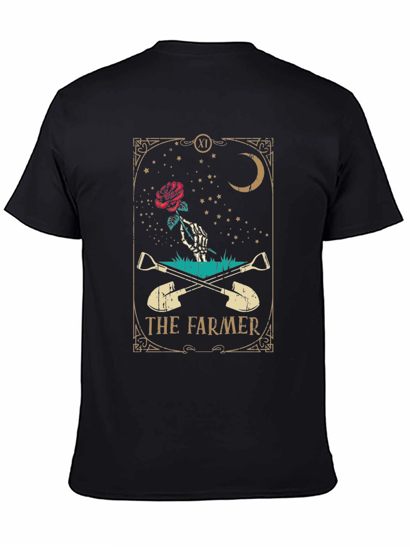 Camiseta Negra El Granjero con Diseño Esotérico