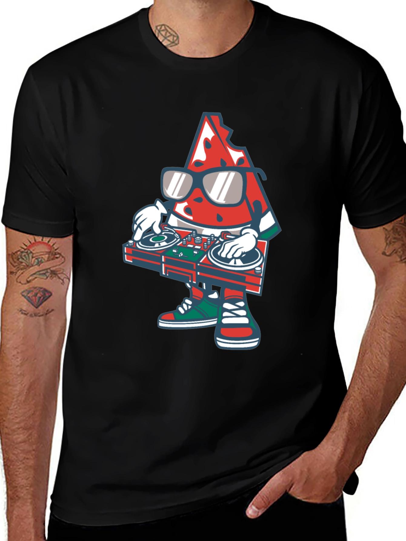 Camiseta Negra con Diseño de Sandía DJ