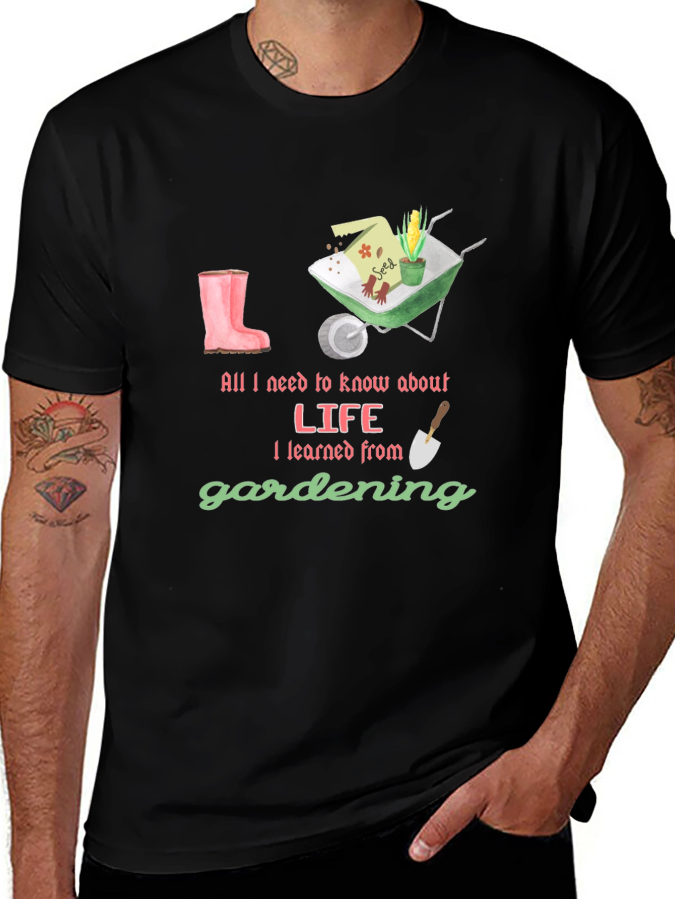 Camiseta Negra Lecciones de Jardinería
