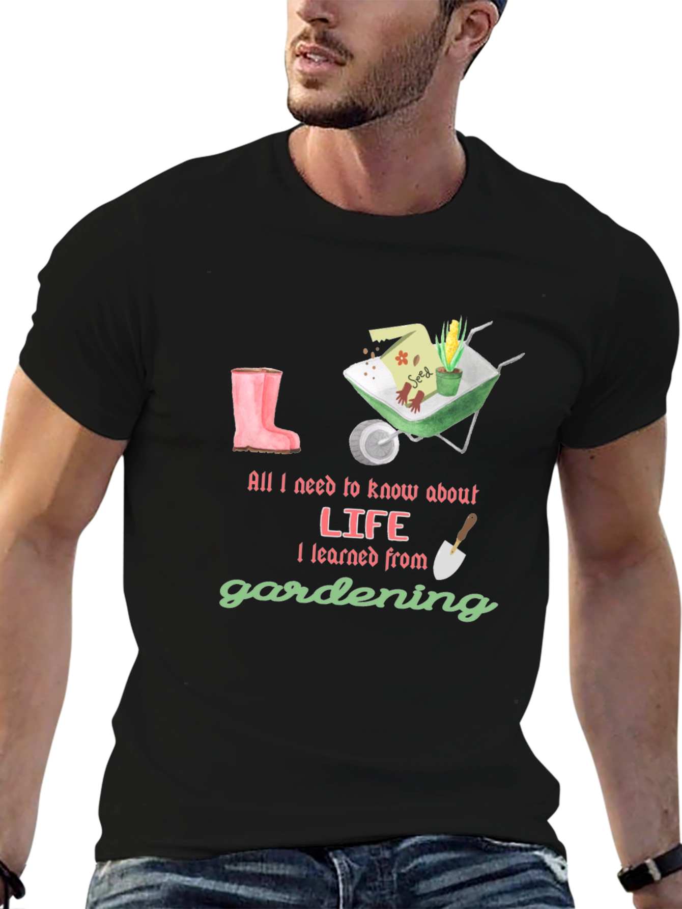 Camiseta Negra Lecciones de Jardinería