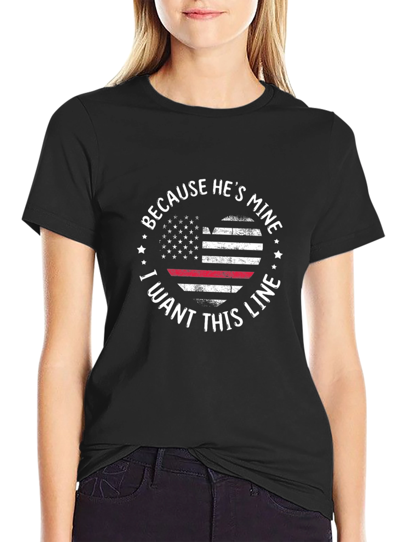 Camiseta Negra Because Hes Mine Bomberos