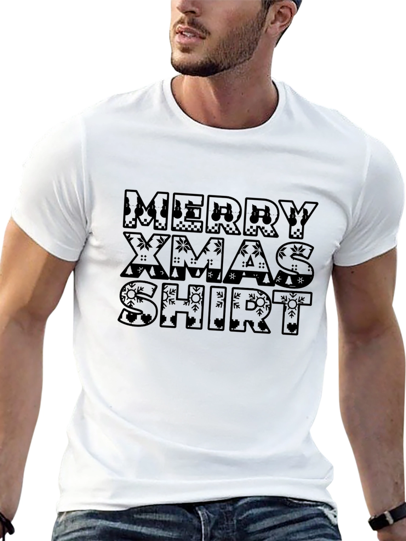 Camiseta Navideña Negra Merry Xmas Shirt