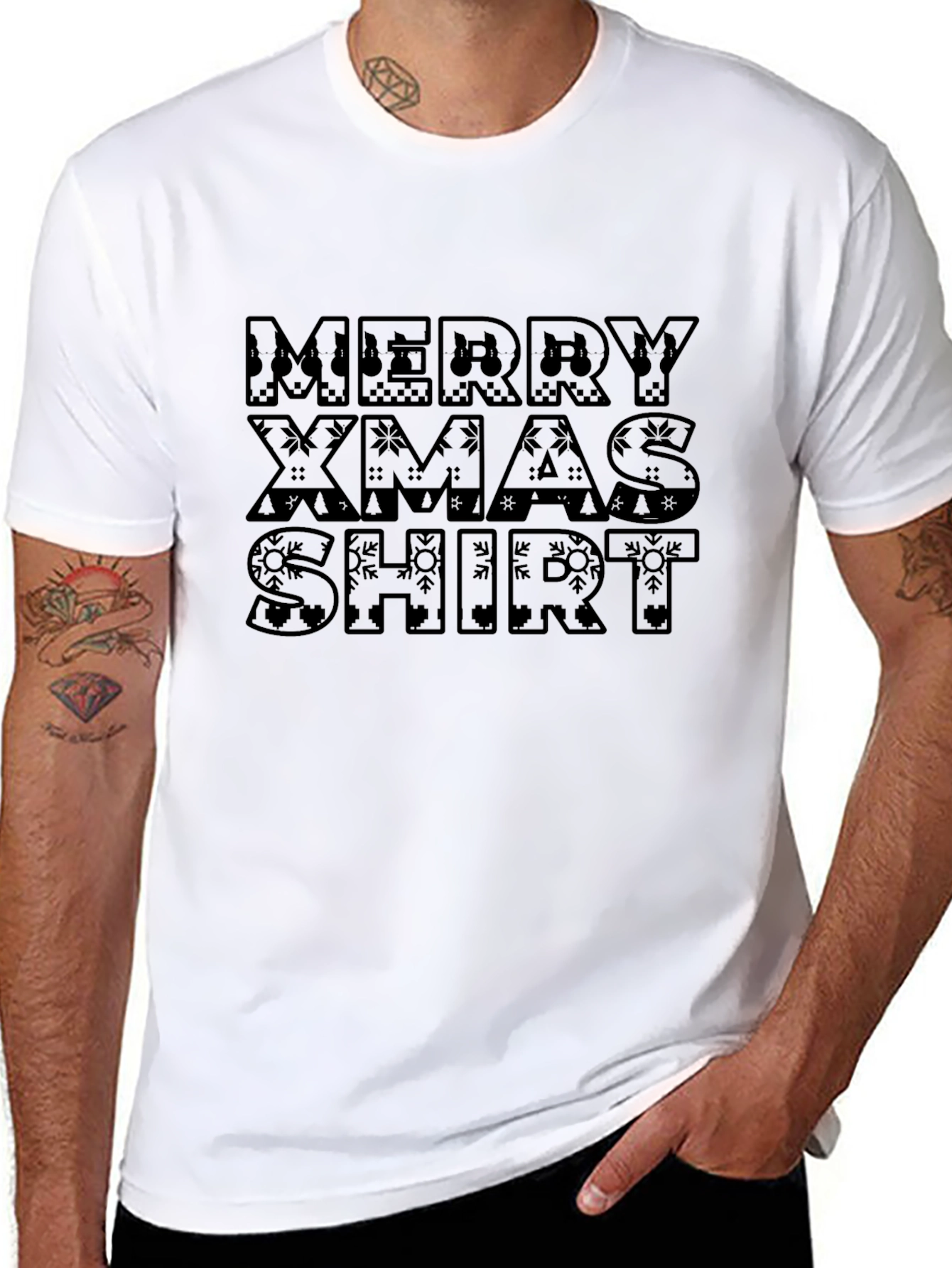 Camiseta Navideña Negra Merry Xmas Shirt