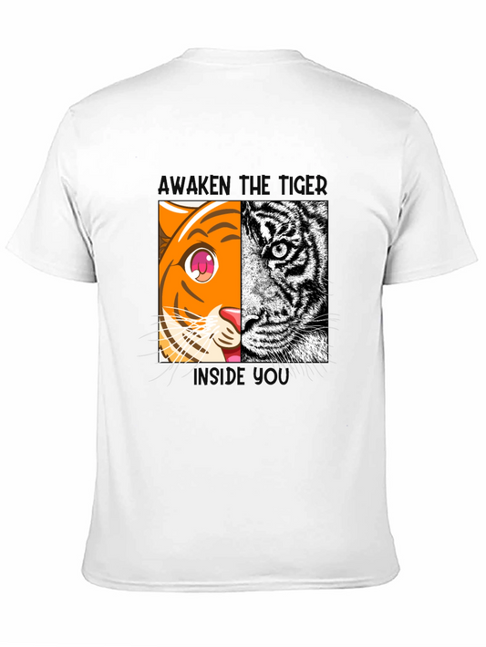 Camiseta Negra Tigre Dual: Anime y Realismo