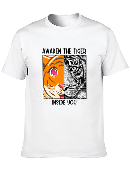 Camiseta Negra Tigre Dual: Anime y Realismo