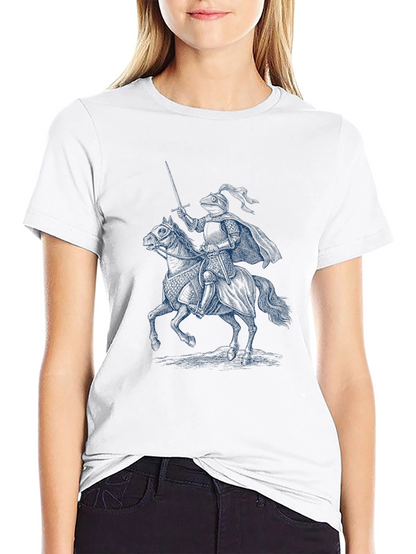 Camiseta Negra con Diseño de Caballero Medieval