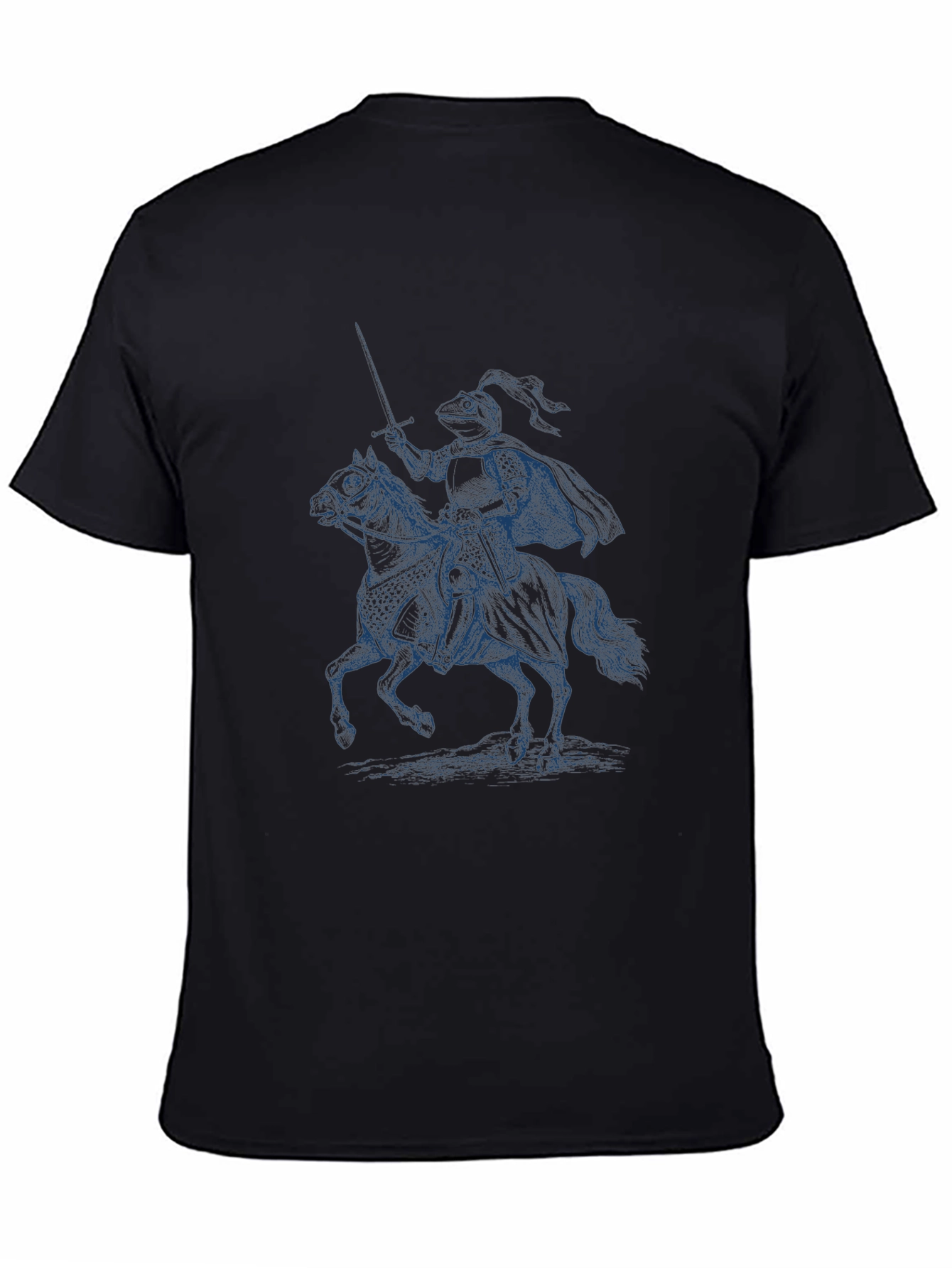 Camiseta Negra con Diseño de Caballero Medieval