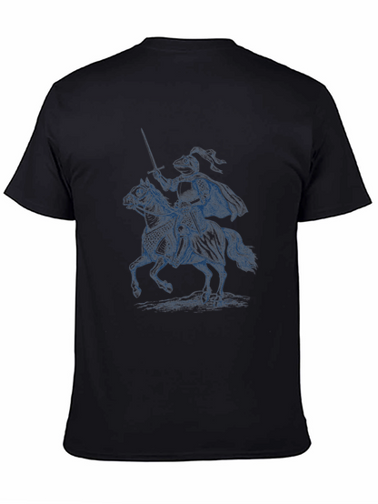 Camiseta Negra con Diseño de Caballero Medieval