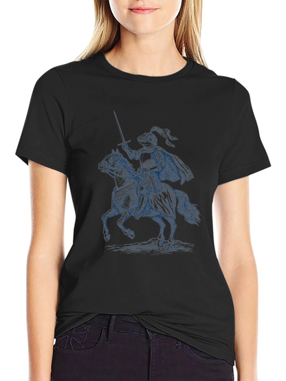 Camiseta Negra con Diseño de Caballero Medieval