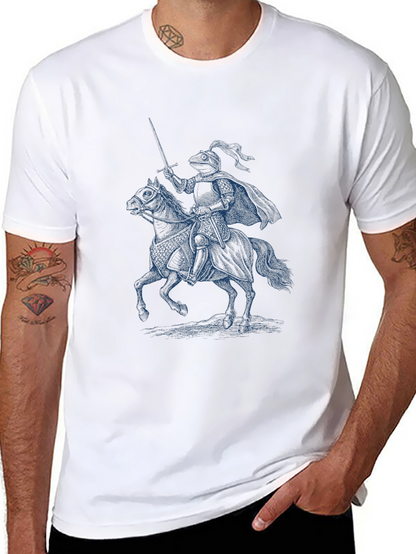 Camiseta Negra con Diseño de Caballero Medieval