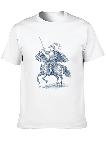 Camiseta Negra con Diseño de Caballero Medieval