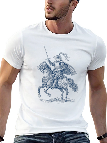 Camiseta Negra con Diseño de Caballero Medieval