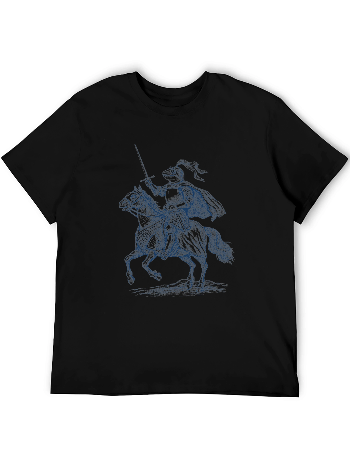Camiseta Negra con Diseño de Caballero Medieval