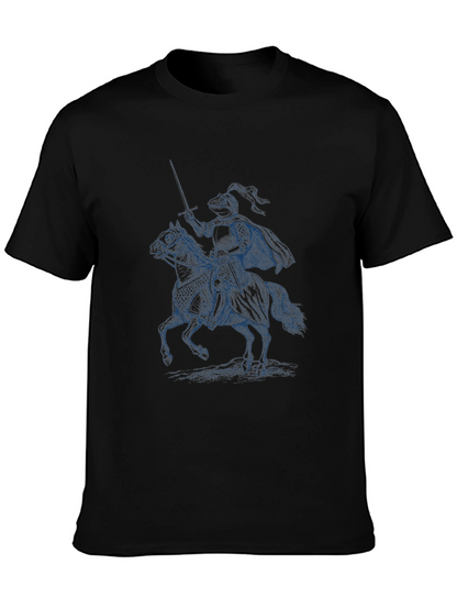 Camiseta Negra con Diseño de Caballero Medieval