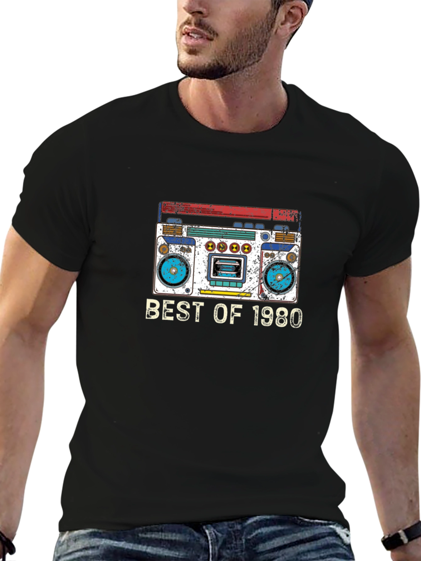 Camiseta Negra con Diseño Retro Best of 1980