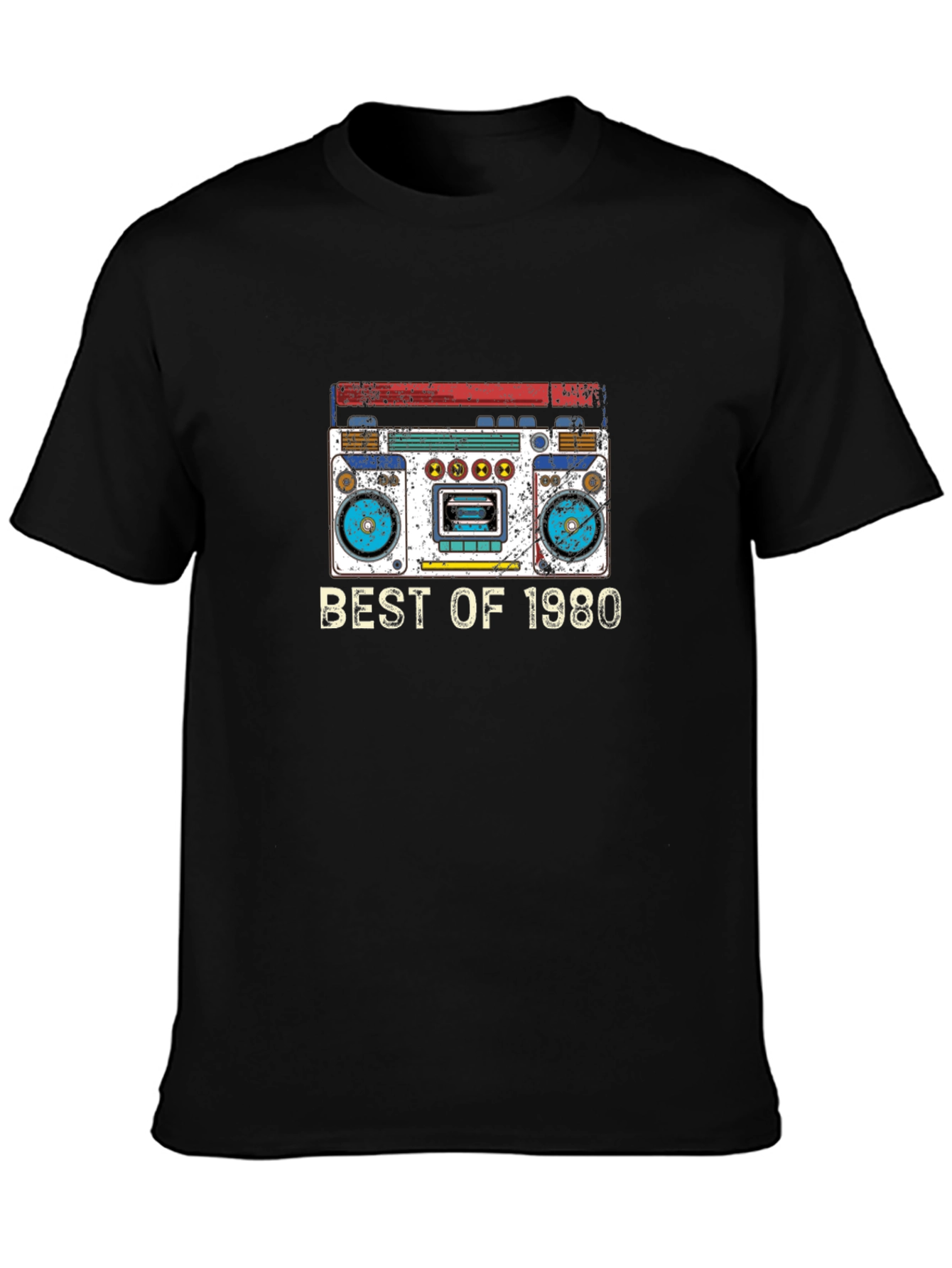 Camiseta Negra con Diseño Retro Best of 1980