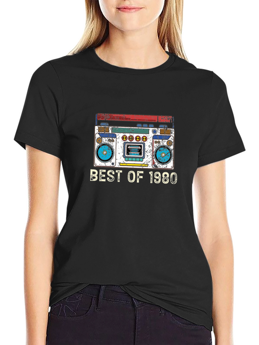 Camiseta Negra con Diseño Retro Best of 1980