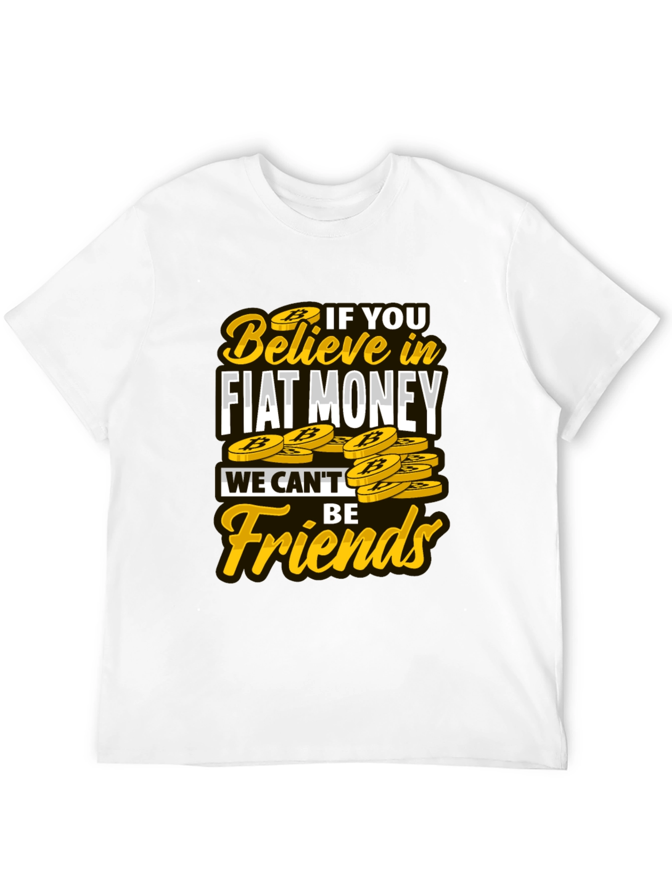 Camiseta Negra con Diseño No Fiat Money No Friends