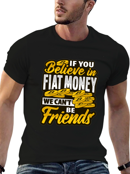 Camiseta Negra con Diseño No Fiat Money No Friends