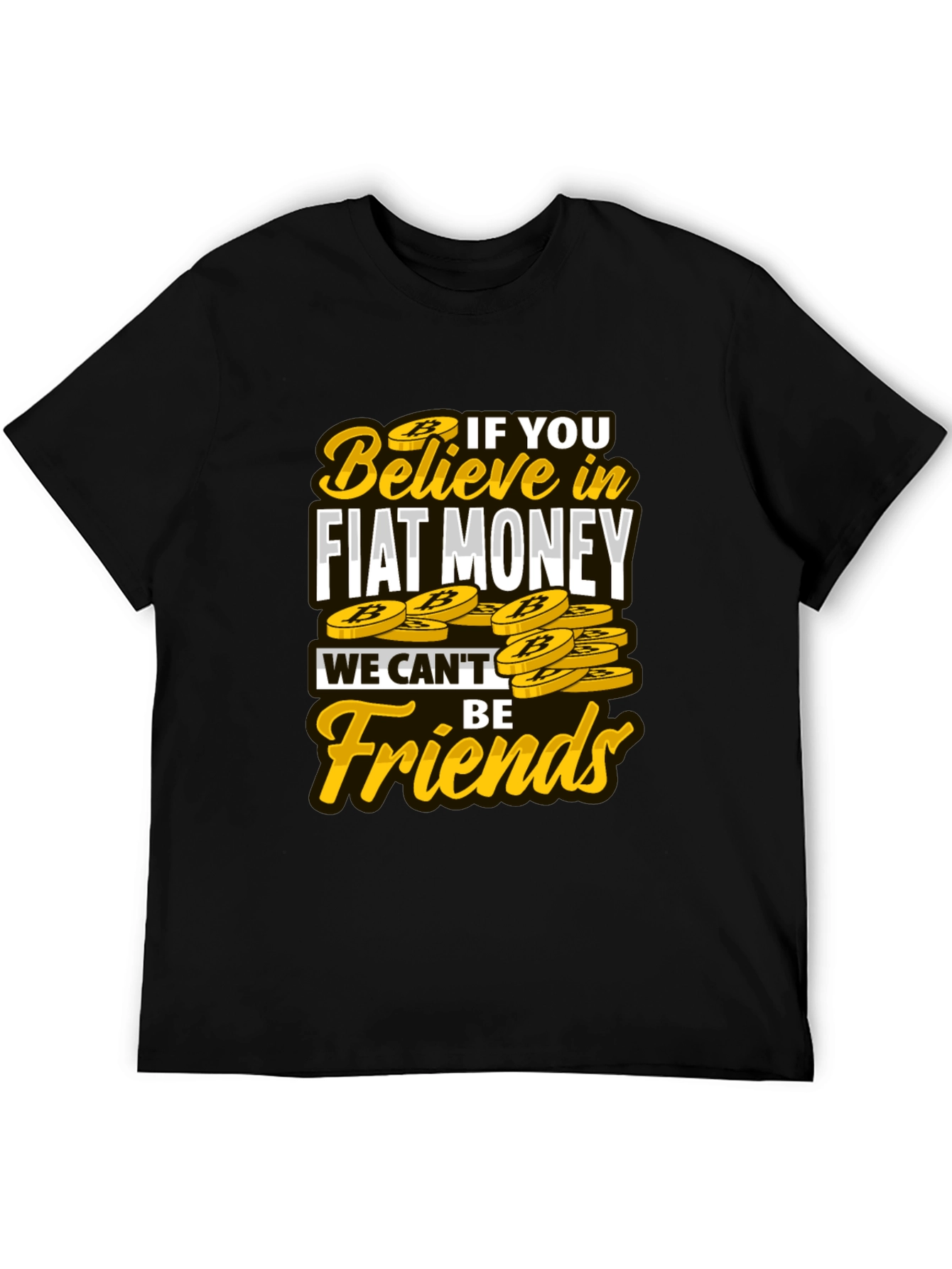Camiseta Negra con Diseño No Fiat Money No Friends