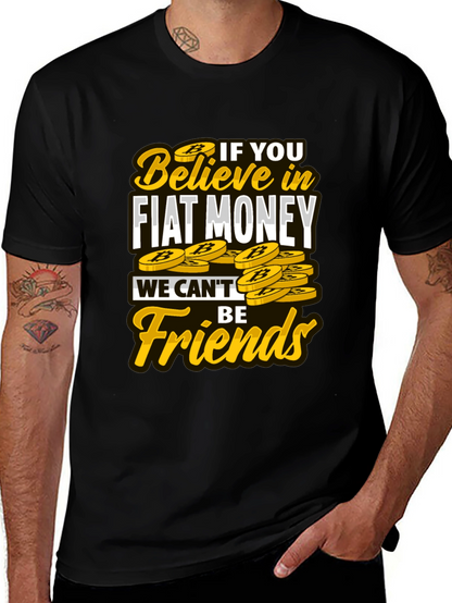 Camiseta Negra con Diseño No Fiat Money No Friends