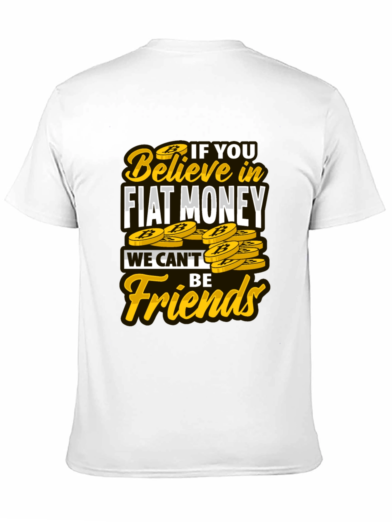 Camiseta Negra con Diseño No Fiat Money No Friends