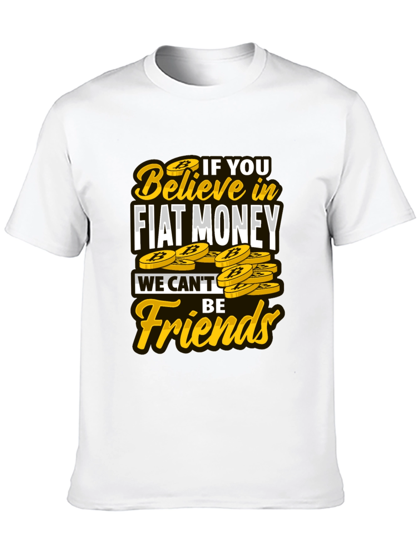 Camiseta Negra con Diseño No Fiat Money No Friends