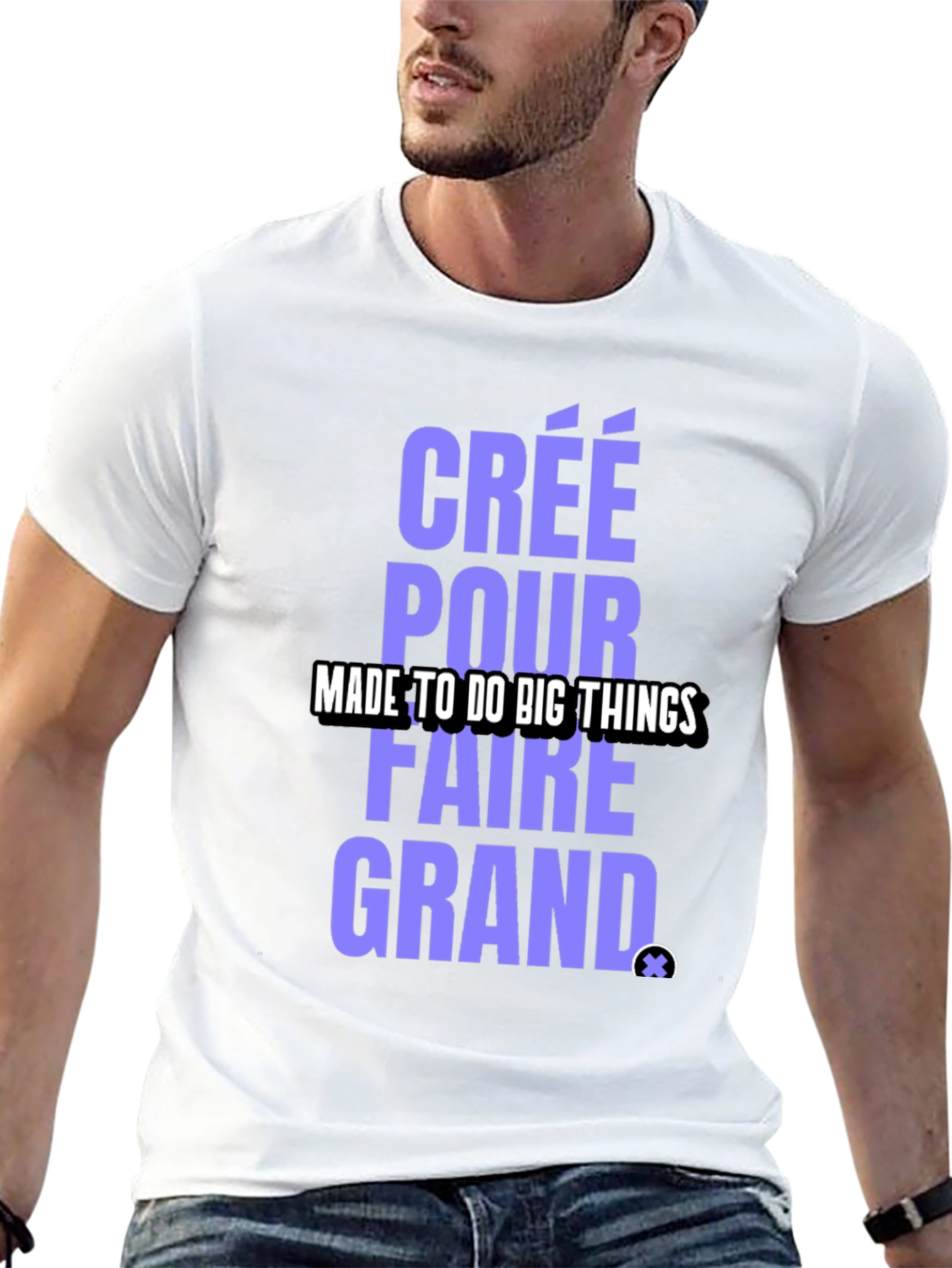 Camiseta Negra: Créé Pour Faire Grand - Diseño Único