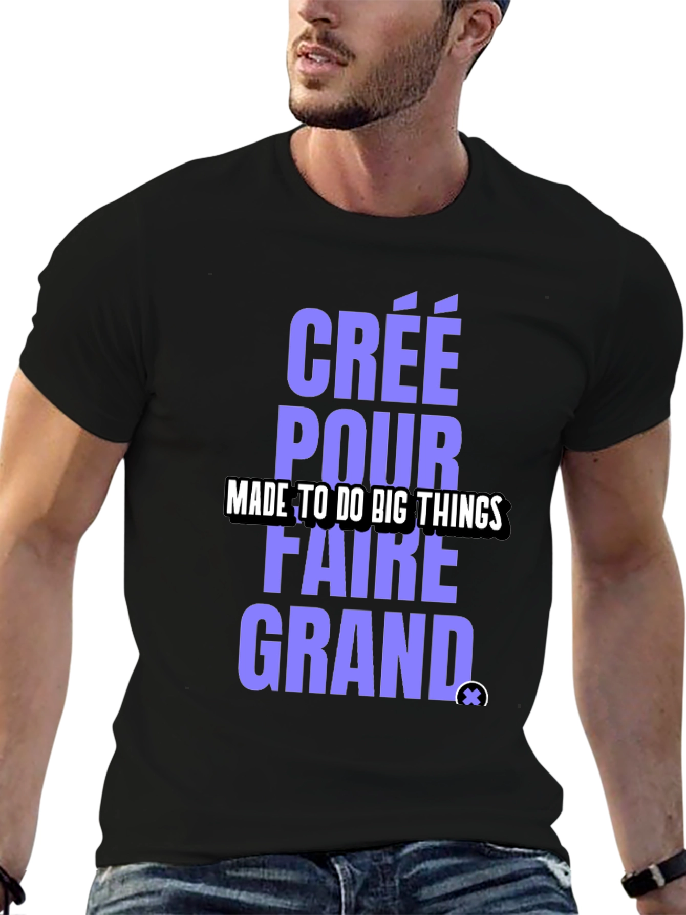 Camiseta Negra: Créé Pour Faire Grand - Diseño Único