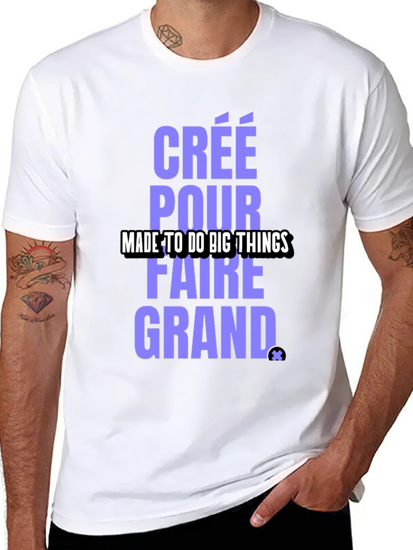 Camiseta Negra: Créé Pour Faire Grand - Diseño Único