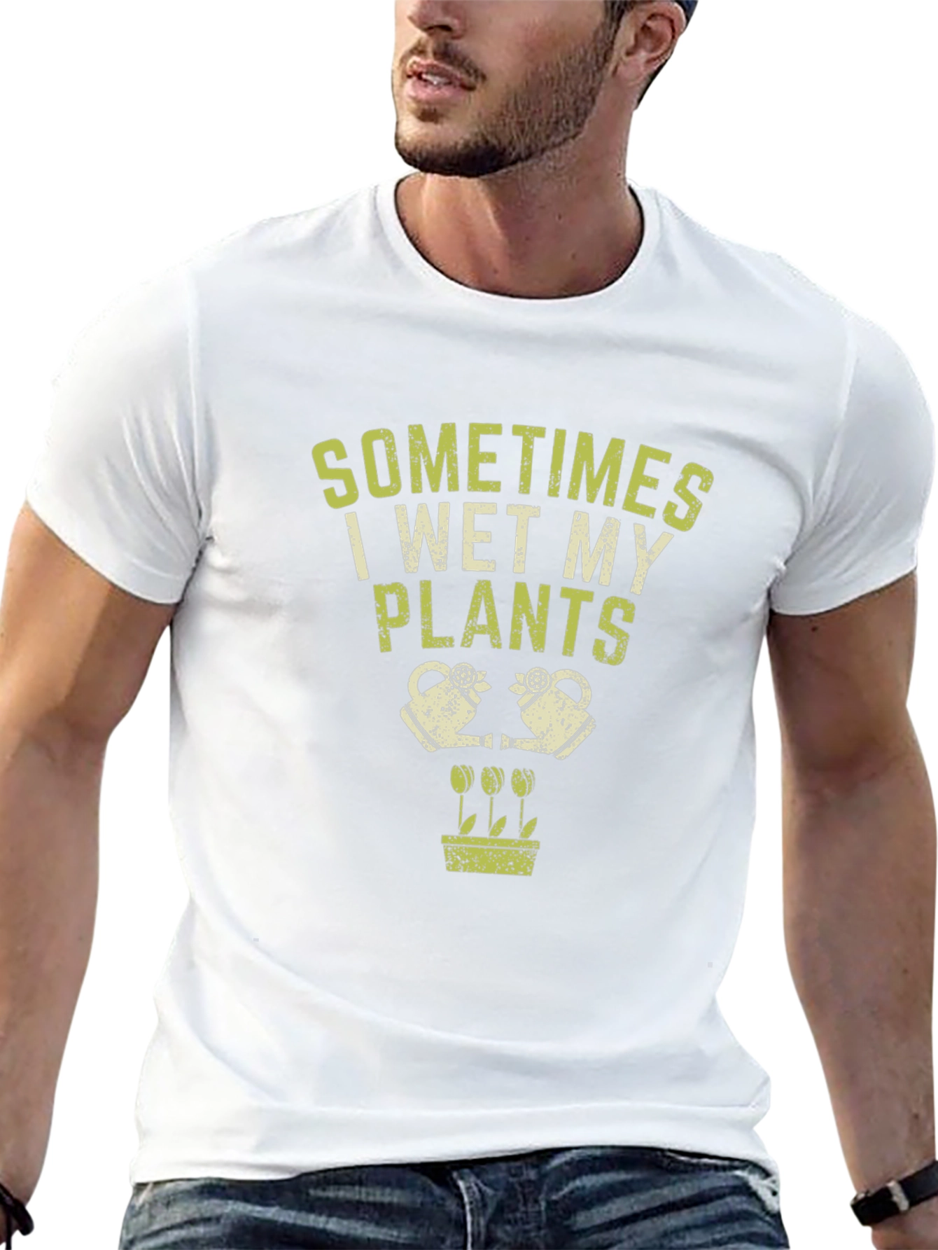 Camiseta Negra Sometimes I Wet My Plants