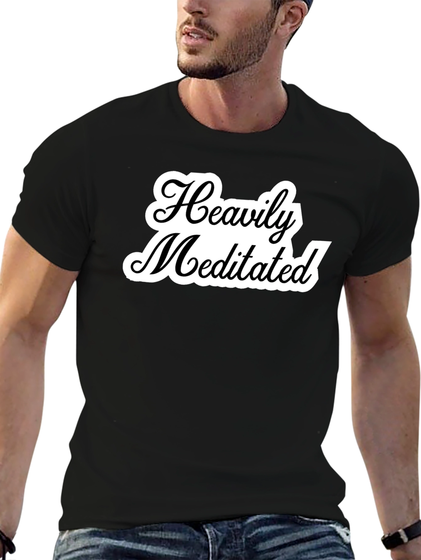 Camiseta Negra Unisex Heavily Meditated