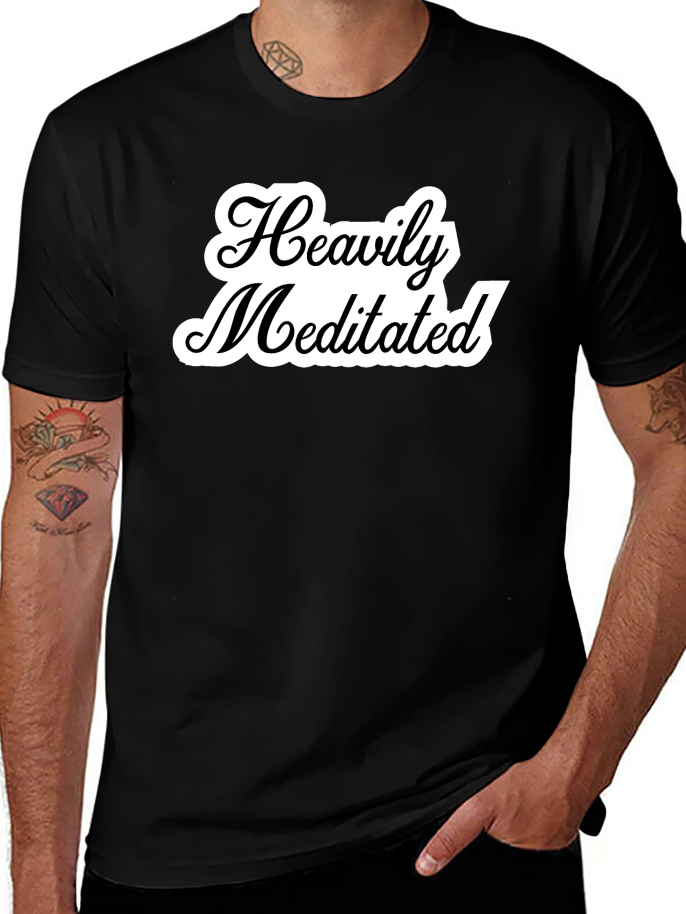 Camiseta Negra Unisex Heavily Meditated