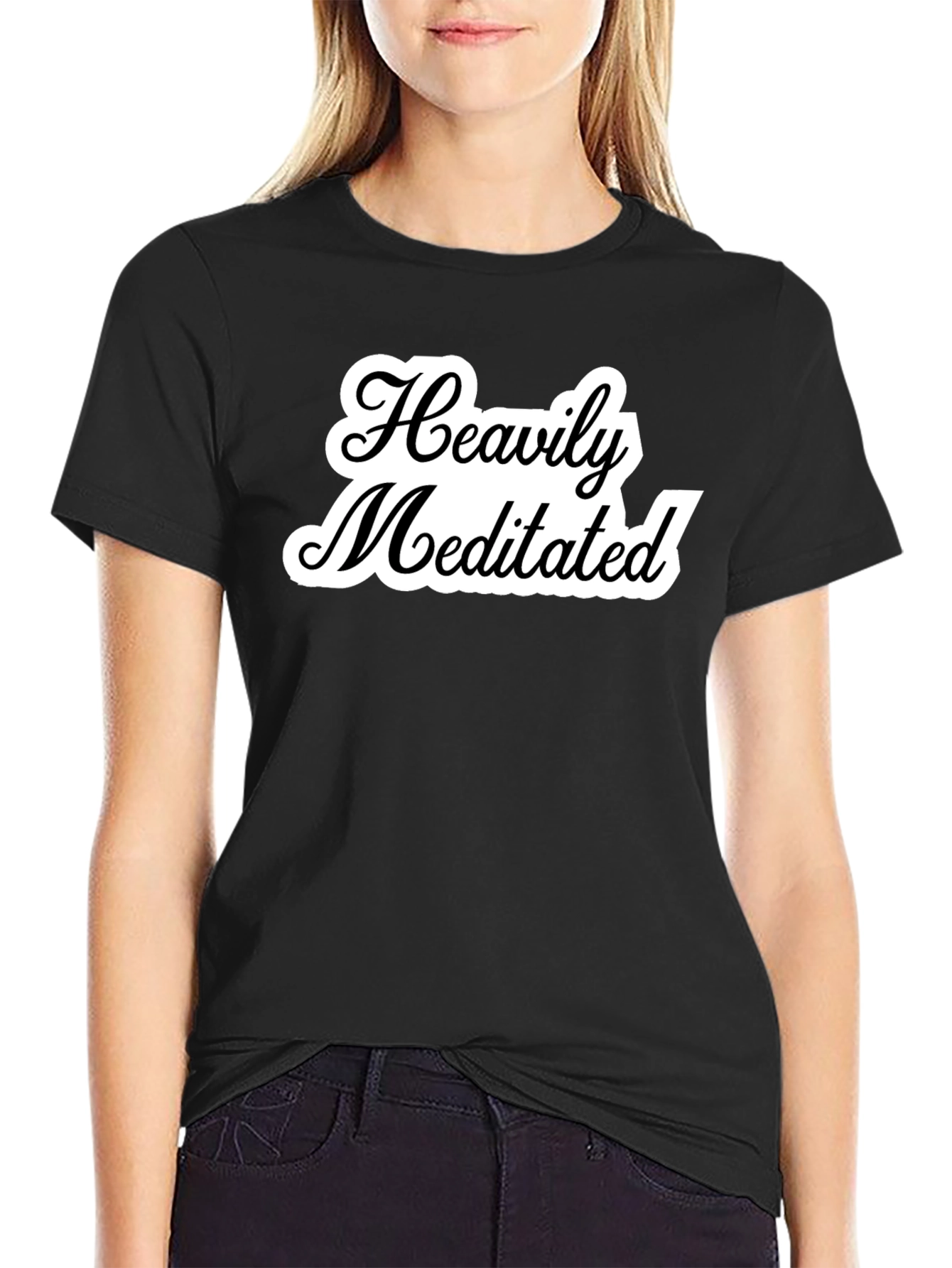 Camiseta Negra Unisex Heavily Meditated