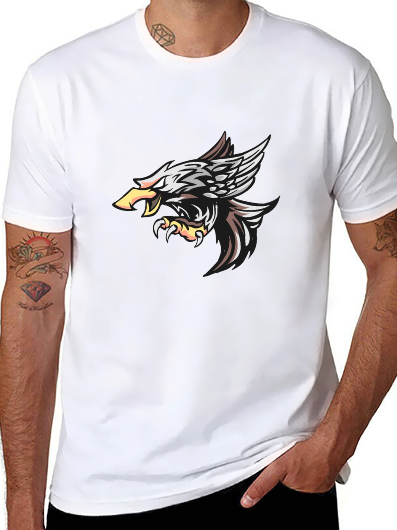 Camiseta Negra con Diseño de Águila Impresionante