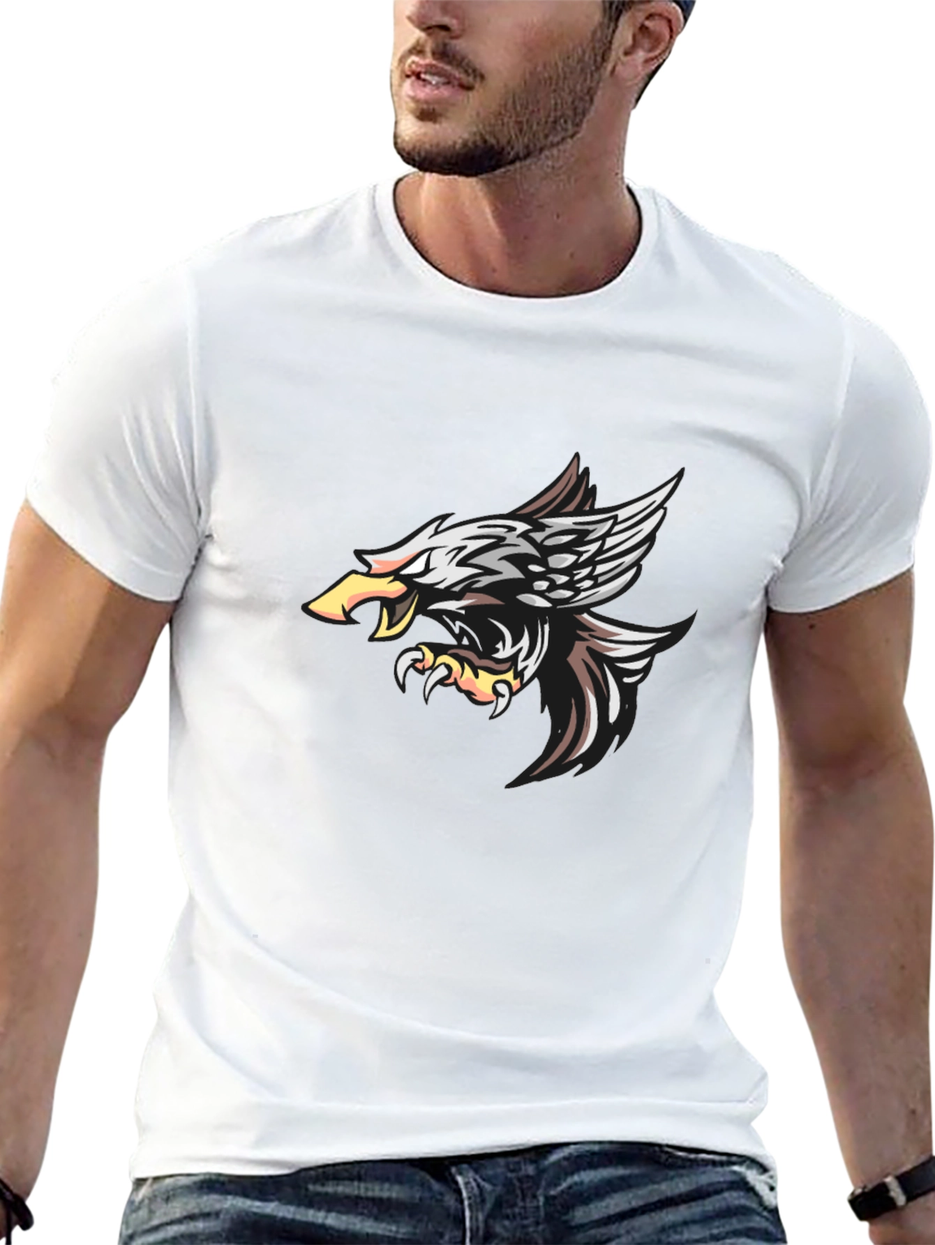 Camiseta Negra con Diseño de Águila Impresionante