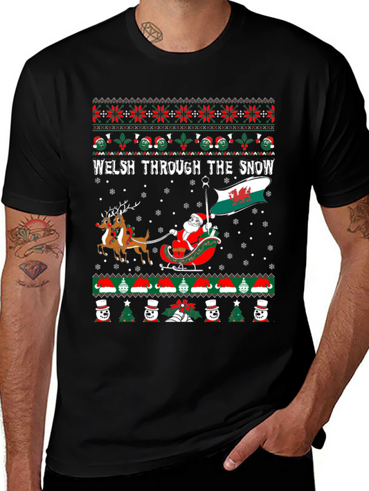 Camiseta Festiva de Navidad Galesa A Través de la Nieve