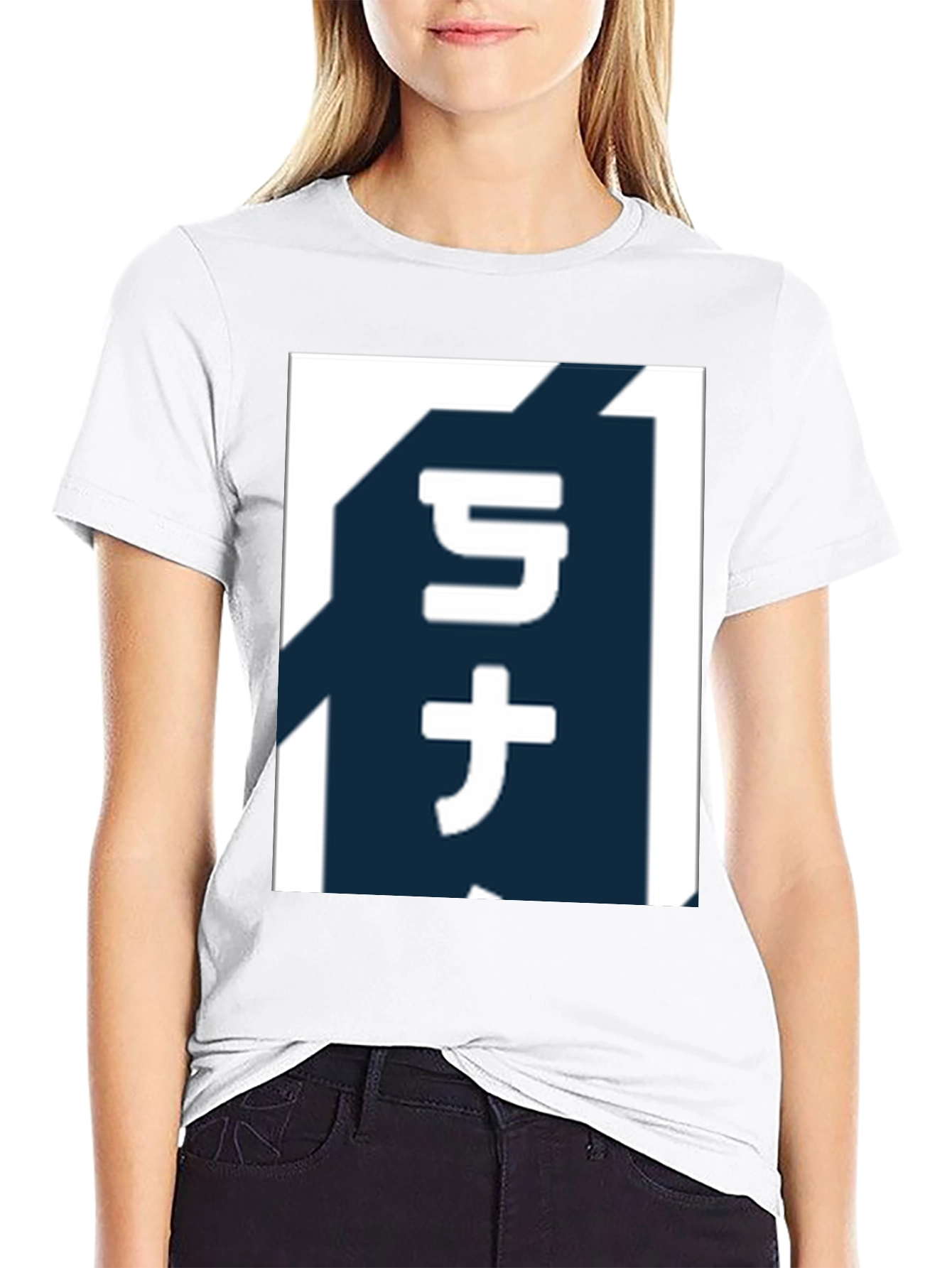 Camiseta Negra con Diseño Japonés Abstracto