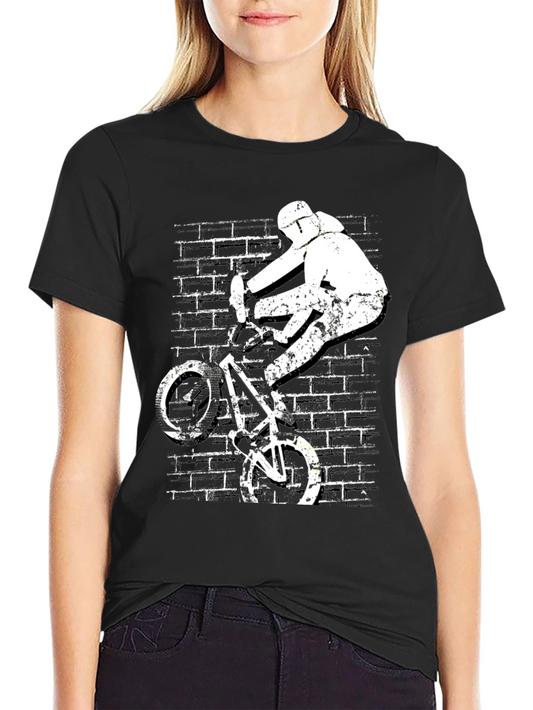 Camiseta Negra con Diseño de Ciclista BMX