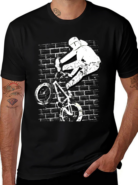Camiseta Negra con Diseño de Ciclista BMX