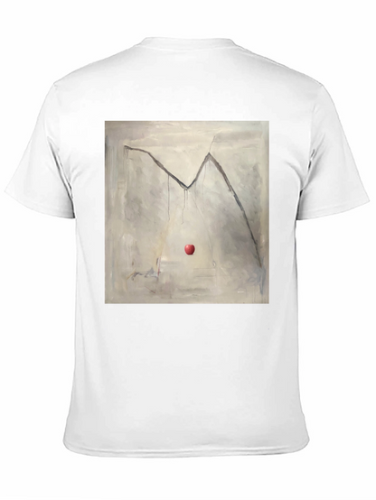 Camiseta Negra con Diseño de Manzana y Montaña Abstracta