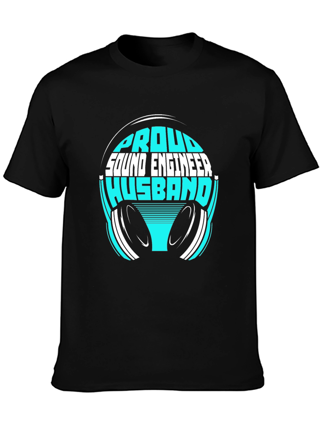 Camiseta Negra Proud Sound Engineer Husband