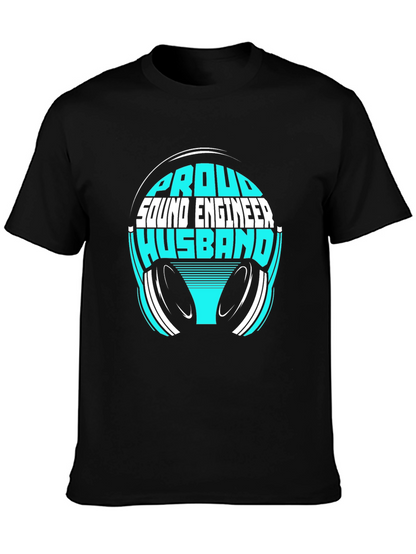 Camiseta Negra Proud Sound Engineer Husband