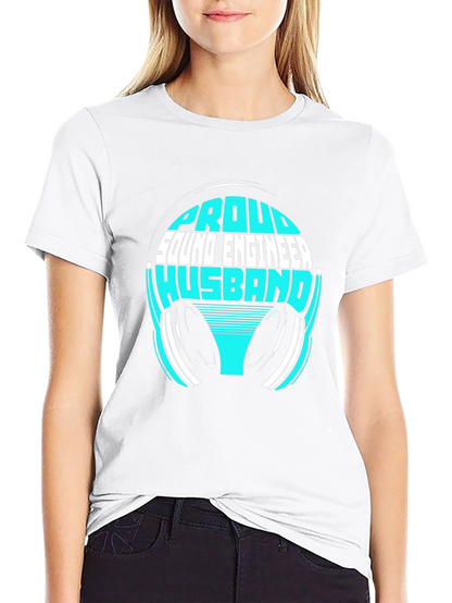 Camiseta Negra Proud Sound Engineer Husband