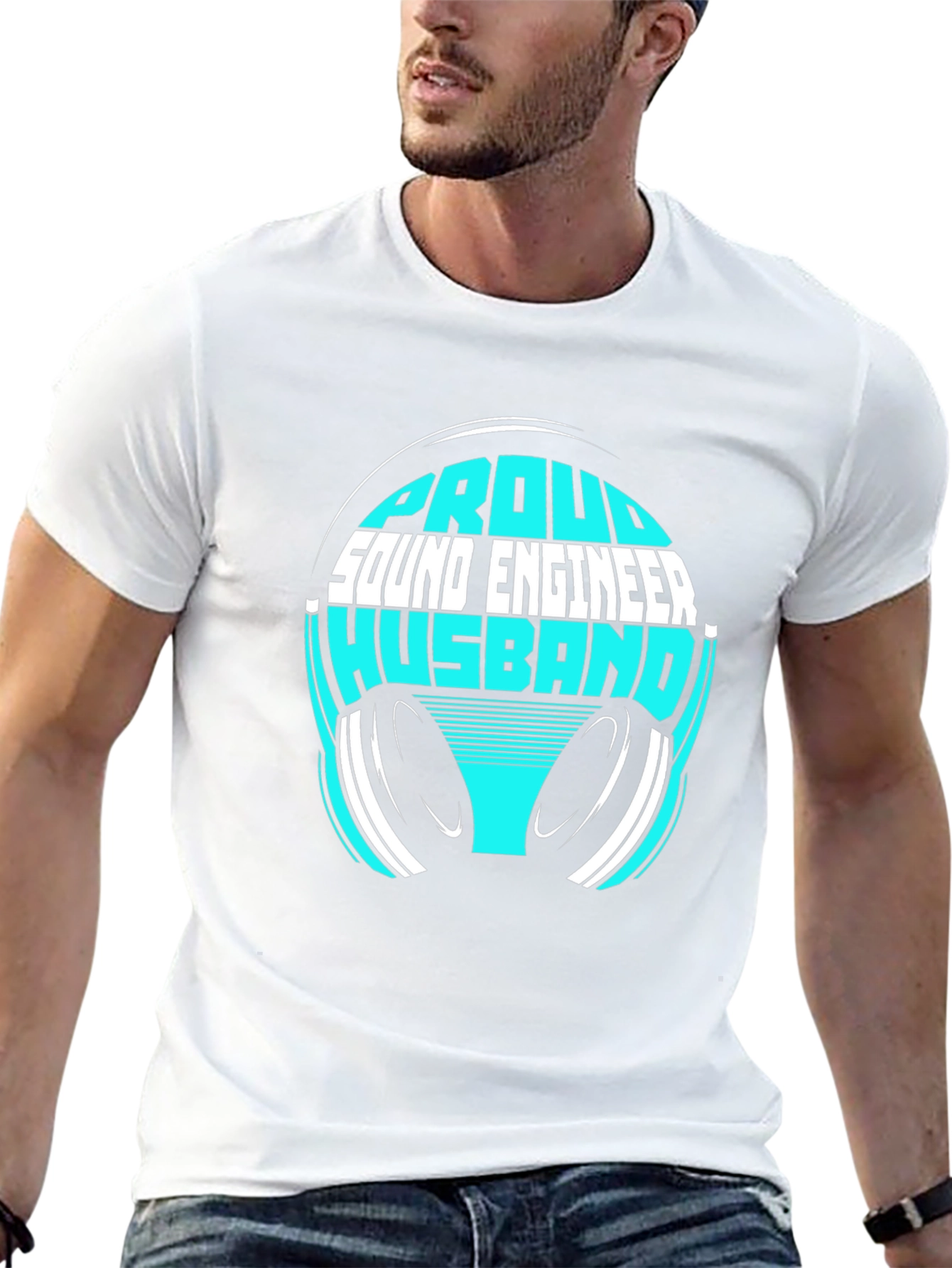 Camiseta Negra Proud Sound Engineer Husband